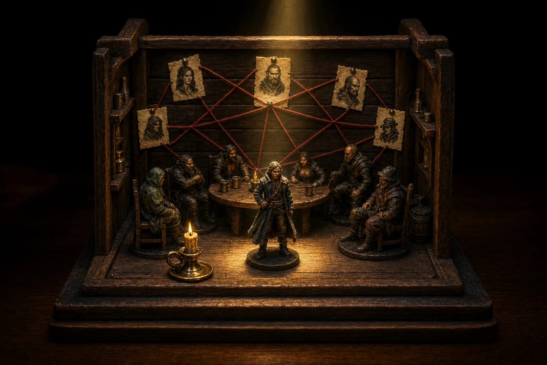 PrepView Cast & Creatures section showing linked NPCs with faction badges and talking point bullets